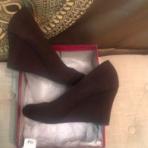 Brown suede wedge heel